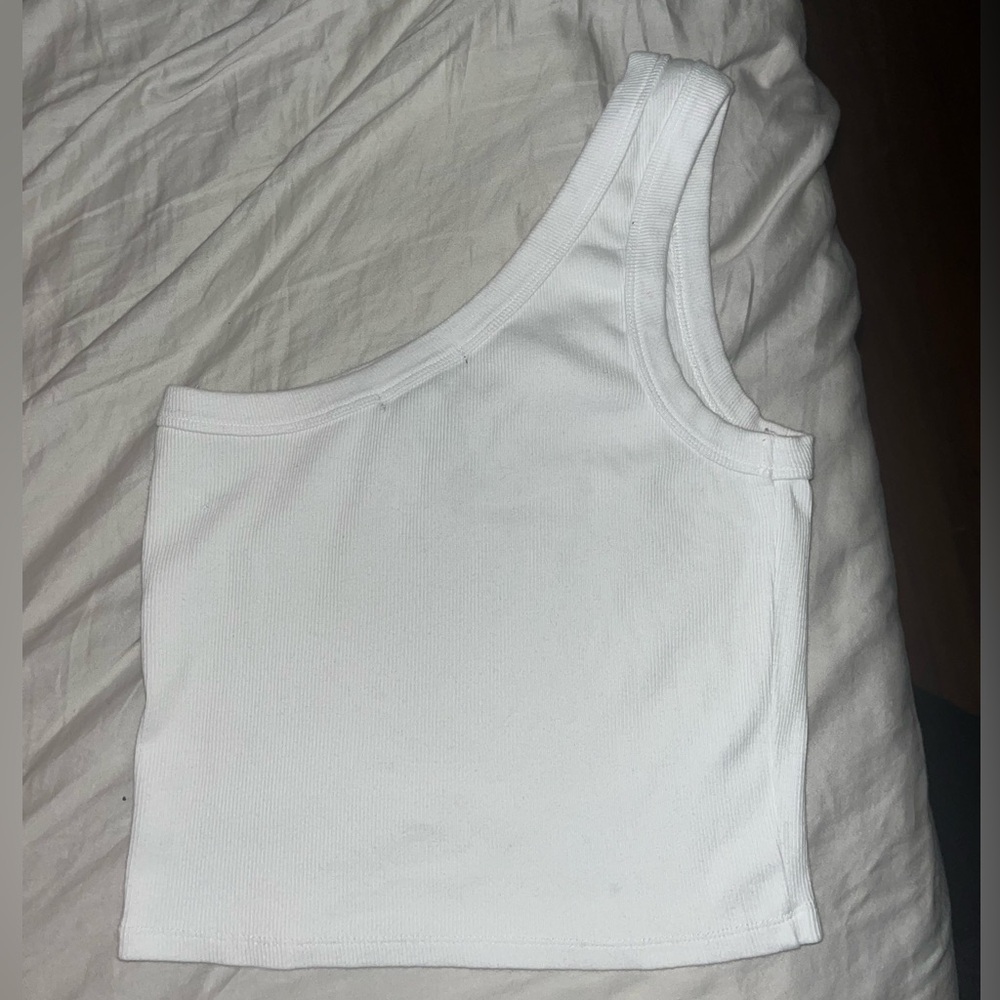 Forever 21 White One-Shoulder Tank Top